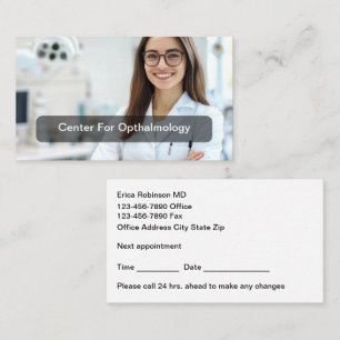 Cartes de rendez-vous de soins de vue d'ophtalmolo