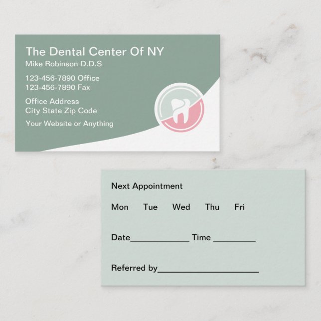 Cartes de rendez-vous Dentist Moderne à faible clé (Devant / Derrière)