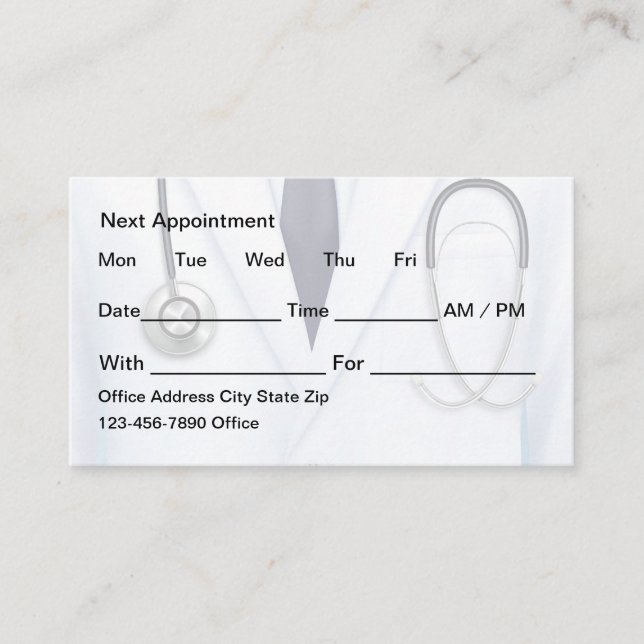 Cartes de rendez-vous du cabinet du médecin - Budg (Devant)