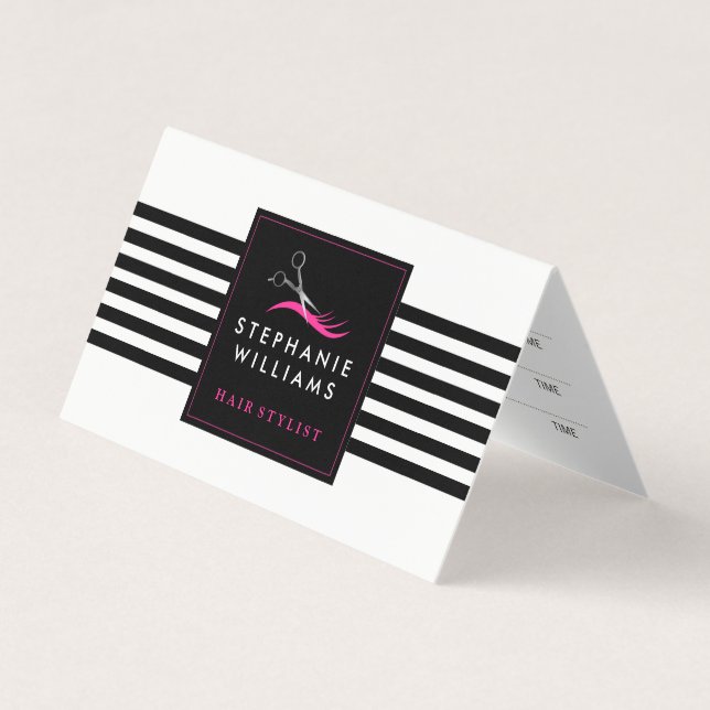 Cartes de rendez-vous du salon de coiffure plié (Devant)