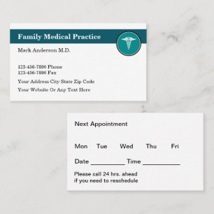 Cartes de rendez-vous familiales Médicale