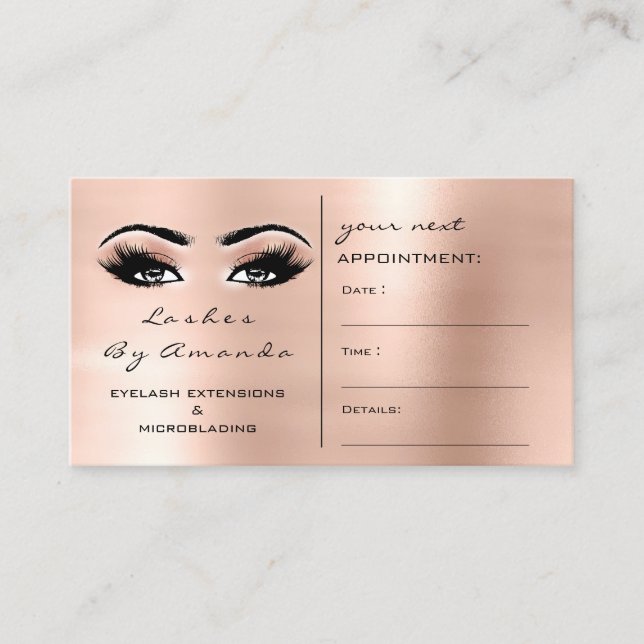 Cartes de rendez-vous Maquillage Artiste Peach Ros (Devant)