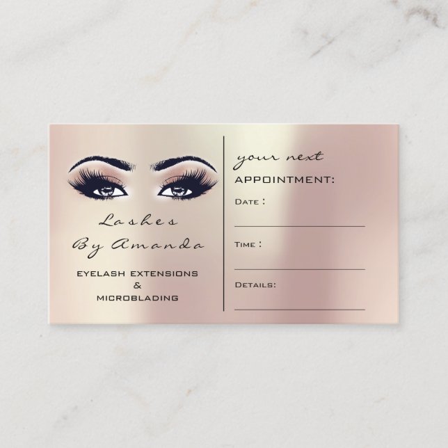 Cartes de rendez-vous Maquillage Artiste Rose Gold (Devant)