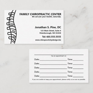 Cartes de rendez-vous multiples du chiropraticien