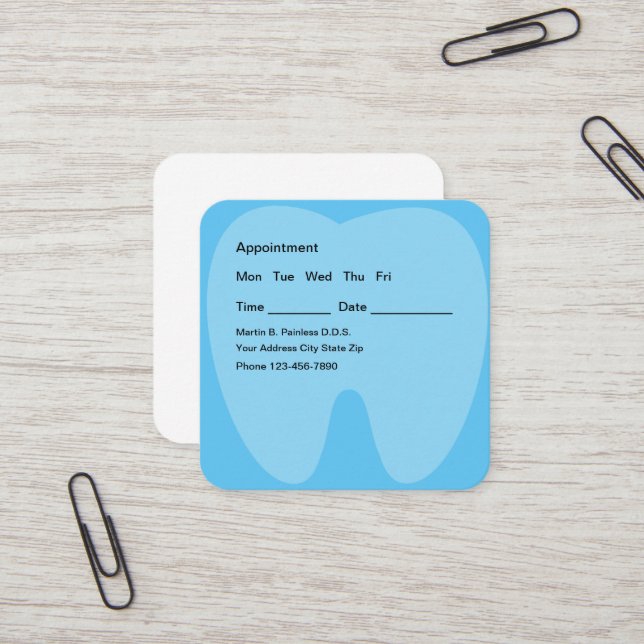 Cartes de rendez-vous pour dentiste Thème dentaire (Devant/Arrière en situation)