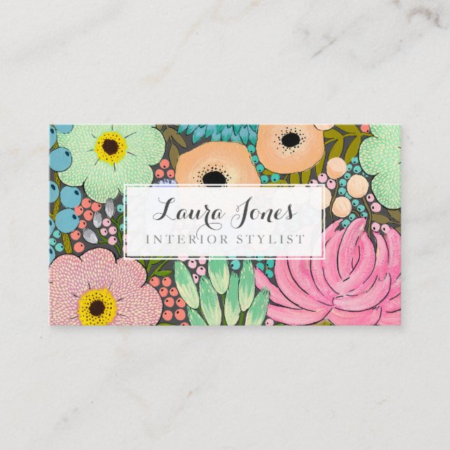 Cartes de rendez-vous pour la peinture florale (Devant)
