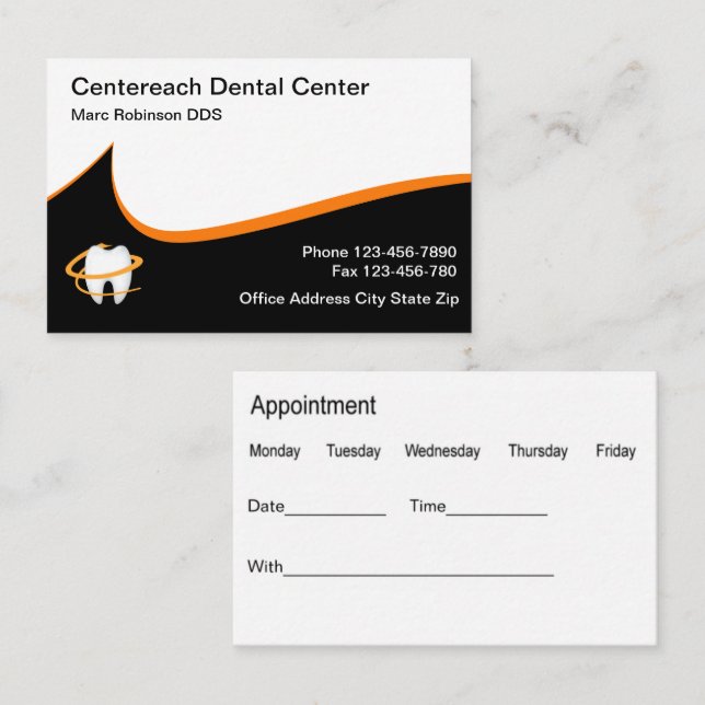 Cartes de rendez-vous pour les dentistes modernes (Devant / Derrière)