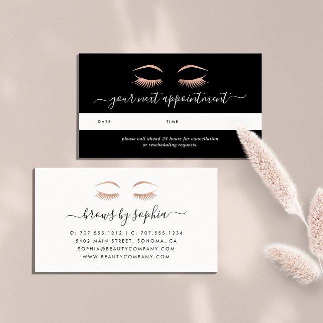 Cartes de rendez-vous rose Gold Lashes & Brows (Créateur téléchargé)