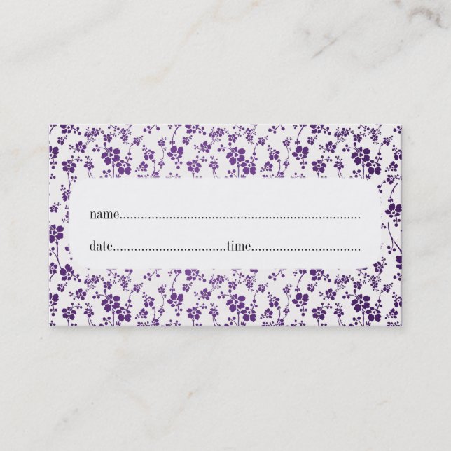 Cartes de rendez-vous Salon Floral Purple (Devant)