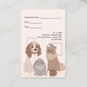 Cartes de rendez-vous vétérinaires pour animaux