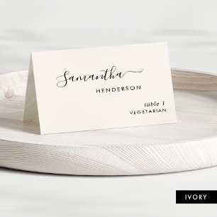 Cartes de Repas Personnalisées Mariage Ivoire Chic