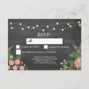 Cartes de réponse à la craie de mariage rustique a