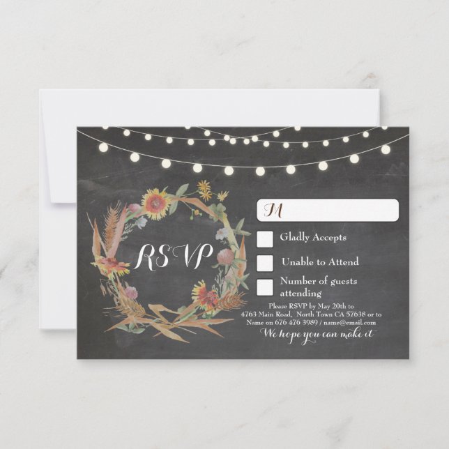 Cartes de réponse au mariage avec RSVP d'automne s (Devant)