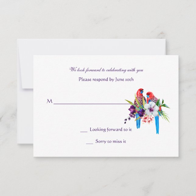 Cartes de réponse aux oiseaux tropicaux (Devant)