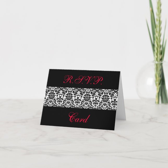 Cartes de réponse Damas en noir et blanc (Devant)