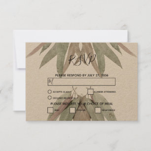 Cartes de réponse de mariage à feuille d'eucalyptu