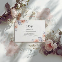 Cartes de réponse de mariage à l'aquarelle lavande