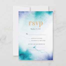 Cartes de réponse de mariage à l'aquarelle turquoi