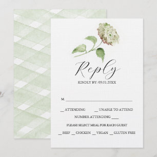 Cartes de réponse de mariage à l'hortensia imprima