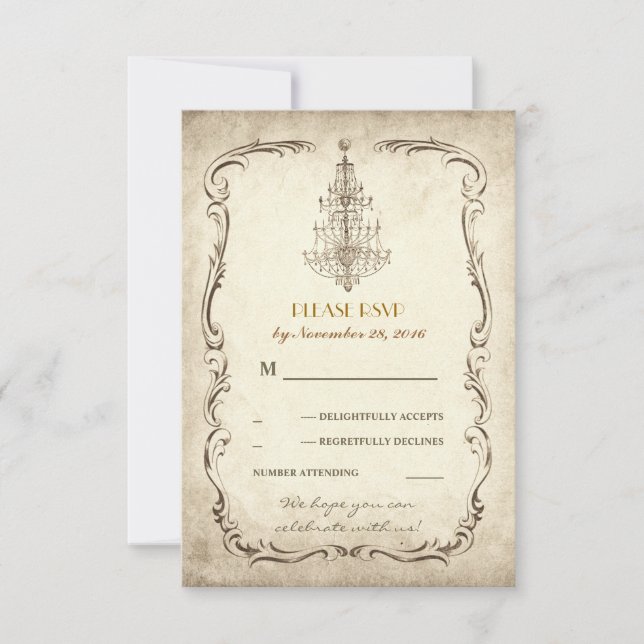 cartes de réponse de mariage à lustre ancien vinta (Devant)