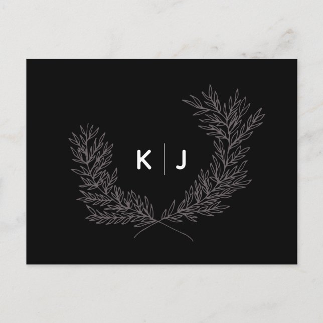 Cartes de réponse de mariage à monogramme distingu (Devant)