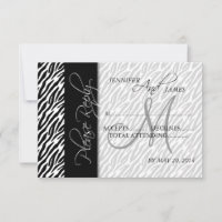 Cartes de réponse de mariage à motif zèbre noir et