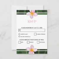 Cartes de réponse de mariage au frangipanier rose