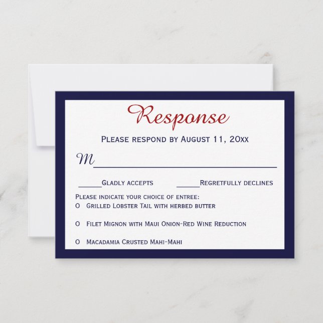 Cartes de réponse de mariage au homard bleu marine (Devant)