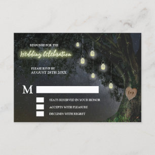 Cartes de réponse de mariage au jarre en verre de 
