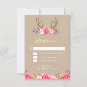 Cartes de réponse de mariage au pivoine rustique e