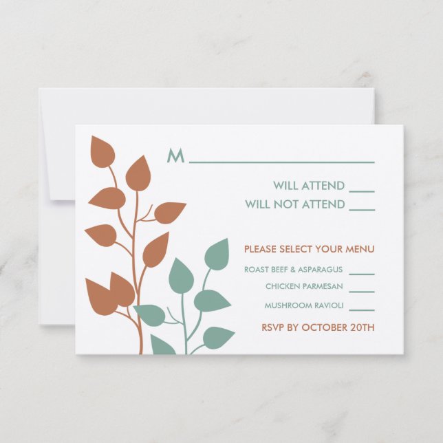 Cartes de réponse de mariage aux branches doubles  (Devant)