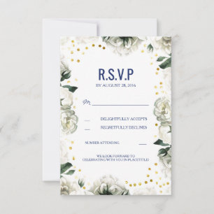 Cartes de réponse de mariage aux fleurs blanches v