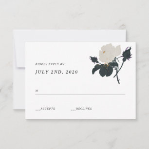 Cartes de réponse de mariage aux roses noires et b