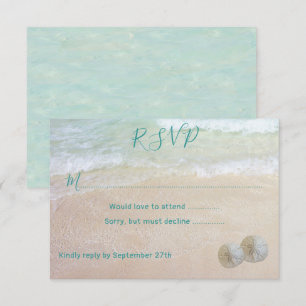 Cartes de réponse de mariage avec scène de plage e