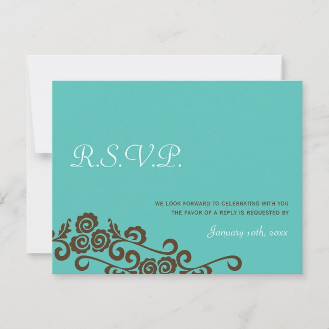 Cartes de réponse de mariage bleu sarcelle pour am (Devant)