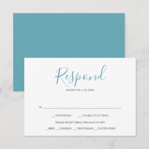 Cartes de réponse de mariage bleu turquoise de pla