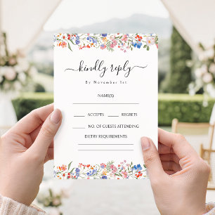 Cartes de réponse de mariage bohème aux fleurs sau