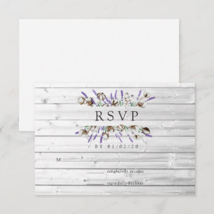 Cartes de réponse de mariage de campagne en lavand