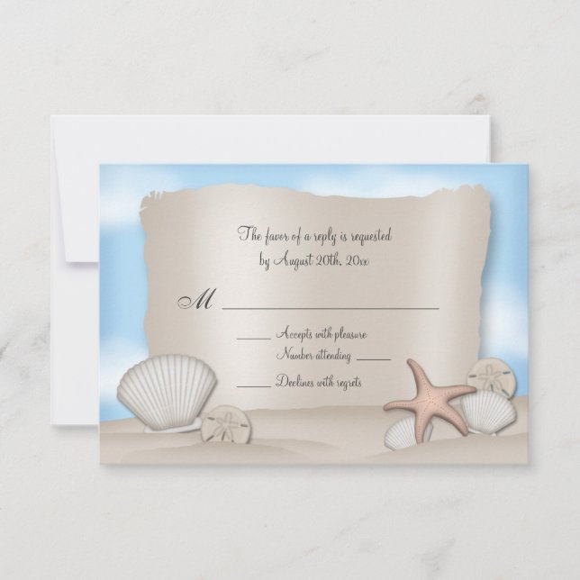 Cartes de réponse de mariage de plage (Devant)