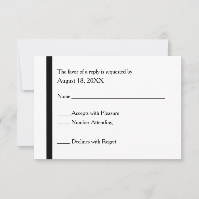 Cartes de réponse de mariage élégantes en noir et  (Devant)