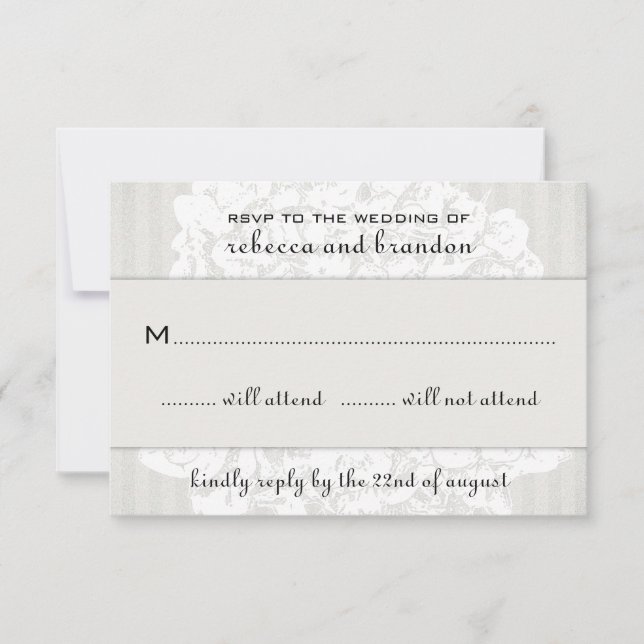 Cartes de réponse de mariage en dentelle florale é (Devant)