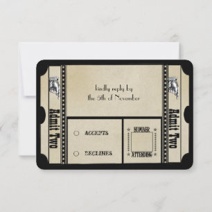 Cartes de réponse de mariage en noir funky texturé