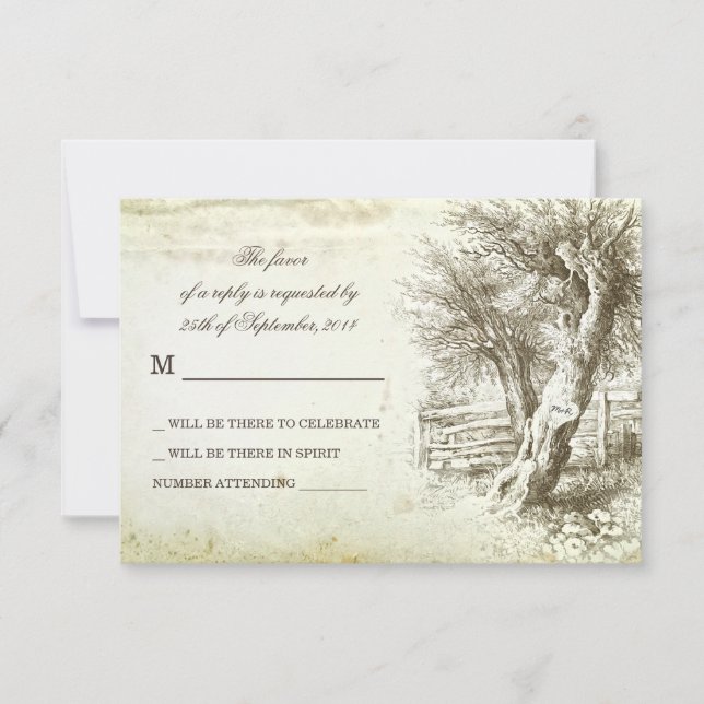 cartes de réponse de mariage en papier ancien vint (Devant)