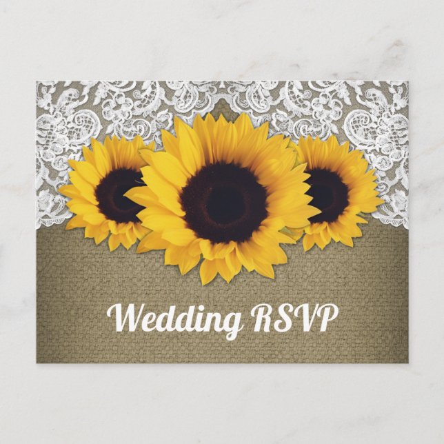 Cartes de réponse de mariage en toile de jute et d (Devant)