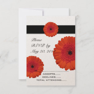 Cartes de réponse de mariage Fleur de Gerber rouge