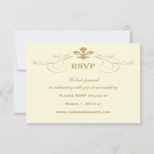Cartes de réponse de mariage Fleur de Lis Or Antiq