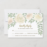 Cartes de réponse de mariage floral Champagne Ivor