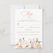Cartes de réponse de mariage florales élégantes bo
