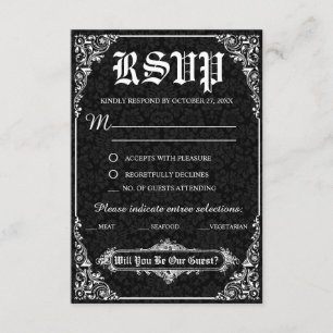 Cartes de réponse de mariage gothique victorien no