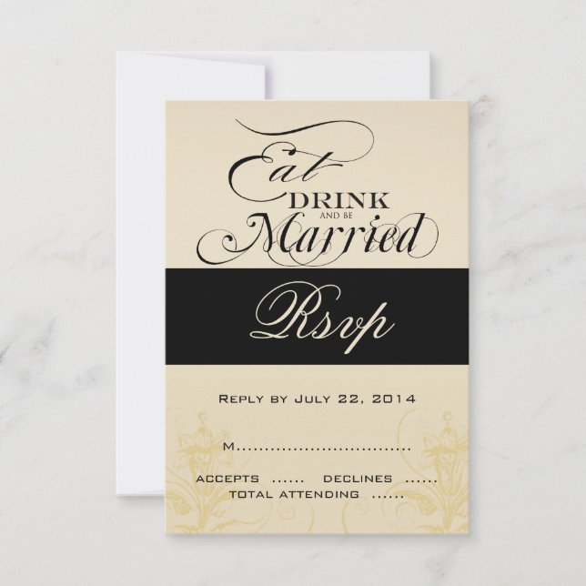 Cartes de réponse de mariage 'Manger, boire, être  (Devant)